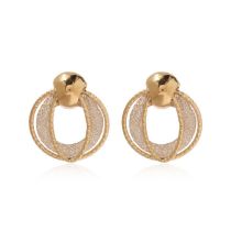 Fashion Gold Metal Geometric Round Stud Earrings