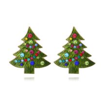 Fashion Colored Diamond Alloy Oil Drip Diamond Christmas Tree Stud Earrings