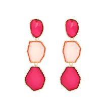 Fashion Rose Red Resin Geometric Irregular Earrings