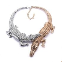 Fashion Gold And Silver Alloy Diamond Alligator Collar