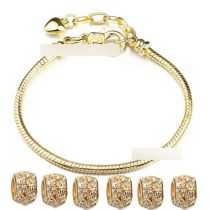 Fashion #bracelet+beads Alloy Diamond-studded Round Bead Multi-element Bracelet