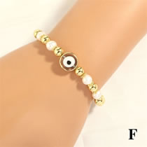 F Geometric Gold Bead Pearl Beaded Eye Bracelet