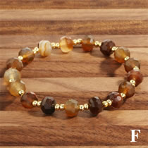 Brown Striped Agate Faceted Semi-precious Stone Beaded Bracelet