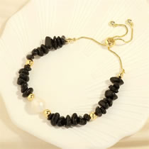 Black Onyx Irregular Colored Stone Beaded Pearl Bracelet