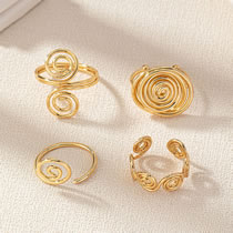 Gold Metal Swirl Ring Set