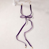 Purple Velvet Bow Collar