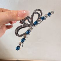 Fashion Blue Metal Diamond Bow Grab Clip