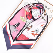 Fashion Rose Red Polyester Printed Double Layer Long Diagonal Scarf