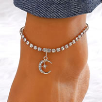 Fashion Moon #golden 11836 Copper And Diamond Moon Anklet