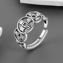 Fashion Thai Silver Pure Copper Coin Open Men's Ring