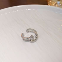 Fashion 5#ring-silver Smiling Face Alloy Smile Open Ring