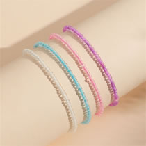 Fashion Color Rice Bead Colorful Beaded Anklet Set