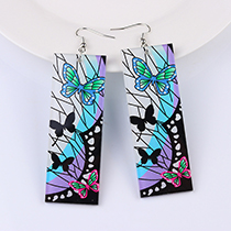 Fashion Butterfly Acrylic Print Square Earrings