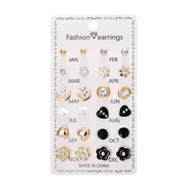 Fashion 7# Alloy Diamond Geometric Earring Set