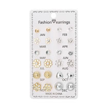 Fashion 8# Alloy Diamond Geometric Earring Set