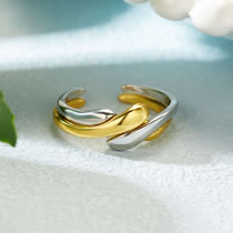 Fashion Gold + White K Alloy Geometric Irregular Open Ring