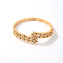 Fashion Bracelet 2 Zirconia Geometric Cuff Bracelet In Copper