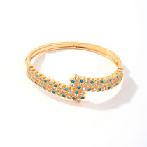 Fashion Bracelet 3 Zirconia Geometric Cuff Bracelet In Copper