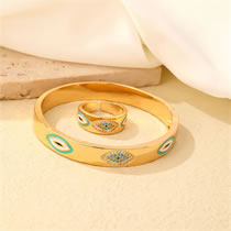 Fashion Set 1 Brass Diamond Drip Eye Bracelet Ring Set