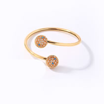 Fashion 9# Copper Inlaid Zirconium Ball Cuff Bracelet