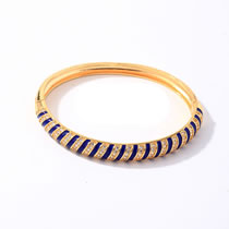 Fashion 2# Gold-plated Brass And Diamond Drop Oil Geometric Bracelet