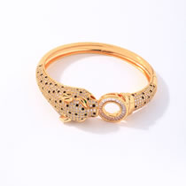 Fashion Gold Bracelet Gold-plated Copper Leopard Bracelet With Diamonds