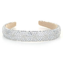 Fashion White Fabric Diamond-studded Geometric Wide-brimmed Headband
