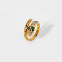 Fashion Gold Geometric Gold-plated Diamond Snake Ring
