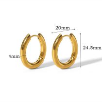 Fashion 4# Titanium Steel Geometric Oval Earrings