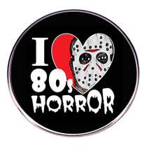 Fashion I Love Horror Movies From The 80s Metal Geometric Print Round Brooch