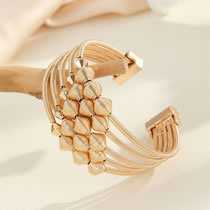 Fashion Gold Alloy Geometric Multilayer Cuff Bracelet