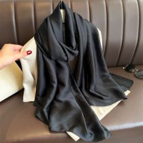 Fashion 20 Black Satin Solid Color Imitation Silk Scarf