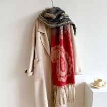 Fashion 8 Red And Black Cashmere And Cashew Print Scarf