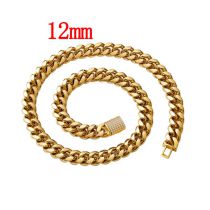 Fashion Gold 12mm18 Inches 46cm Stainless Steel Geometric Chain Men's Necklace