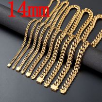 Fashion 14mm32 Inches 81cm Stainless Steel Geometric Chain Men's Necklace