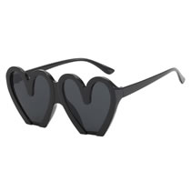 Fashion Black Frame Gray Film Pc Heart Sunglasses