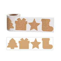 Fashion 300 Pieces/roll Kraft Paper Christmas Shaped Sealing Sticker