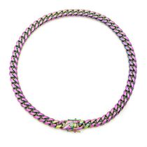 Fashion 10mm18 Inches/46cm Titanium Steel Colorful Cuban Chain Men Necklace