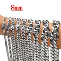 Fashion 8mm32 Inches 81cm Stainless Steel Geometric Chain Men's Necklace