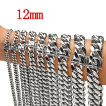 Fashion 12mm16 Inches 41cm Stainless Steel Geometric Chain Men's Necklace