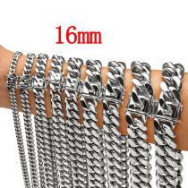 Fashion 16mm Bracelet 23cm Stainless Steel Geometric Chain Men's Bracelet