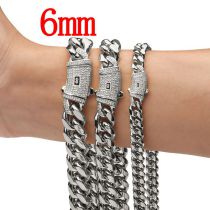 Fashion 6mm24 Inches (61cm) Stainless Steel Geometric Chain Men's Necklace