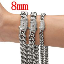 Fashion 8mm21cm Bracelet Stainless Steel Geometric Chain Men's Bracelet