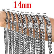 Fashion 14mm22cm Bracelet Stainless Steel Geometric Chain Men's Bracelet