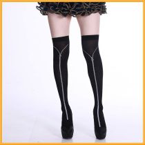 Fashion Zipper Socks Textile Print Over The Knee Socks