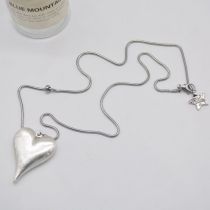 Fashion Silver Metal Heart Snake Necklace