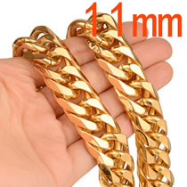 Fashion Gold-11mm40inch/100cm Stainless Steel Geometric Chain Men's Necklace