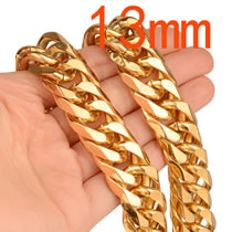 Fashion Gold-13mm40inch/100cm Stainless Steel Geometric Chain Men's Necklace