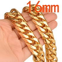 Fashion Gold-16mm40inch/100cm Stainless Steel Geometric Chain Men's Necklace