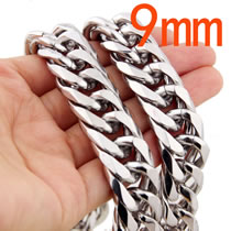 Fashion Silver-9mm40 Inches/100cm Stainless Steel Geometric Chain Men's Necklace